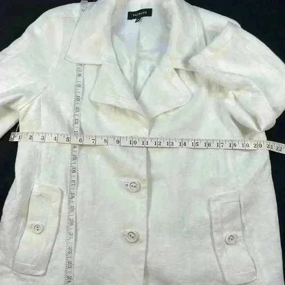 Talbots cream linen fully lined blazer with 3 button closure, 2 pockets size 14 - Picture 7 of 11